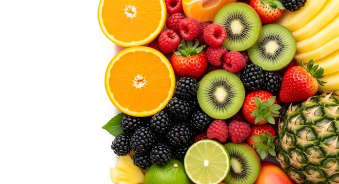 fresh fruits on white background - Powered by Adobe