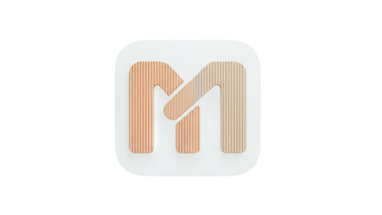 3D M logo with ribbed texture and gradient colors