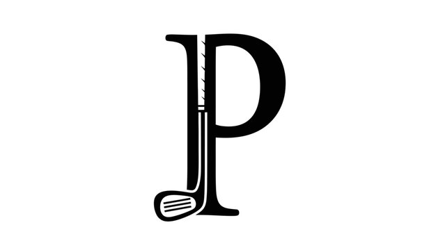Golf Club Integrated into Letter P Logo Design