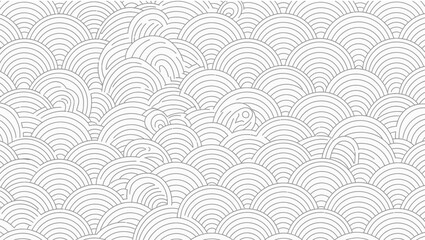 Seamless abstract pattern with hand-drawn curved lines, monochrome background
