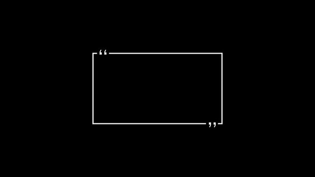 Text quote sign. White Icon with long shadow at purple background. rectangle box with quotation marks animation. Rectangle doodle frames with quote.