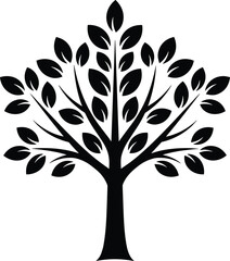 Obraz premium Tree silhouette with leaves nature growth life concept isolated on white background minimal botanical illustration design
