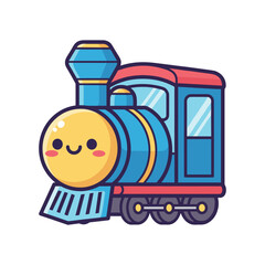 Cartoon Train with Smiling Face Vector Illustration