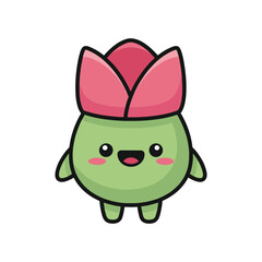Cute Cartoon Tulip Character Illustration