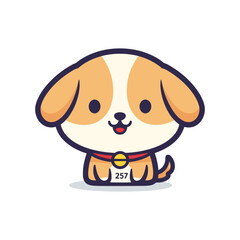 Adorable Cartoon Puppy Illustration with Number Tag