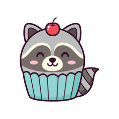 Adorable Raccoon Cupcake Clipart Illustration