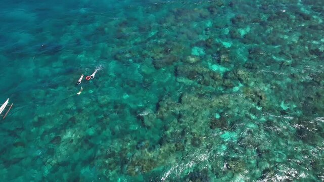 Apo Island from above. Cinematic footage of the best diving spot in the Philippines. 