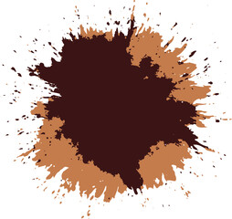 Brown Paint Splash Abstract Ink Blot Isolated on Transparent Background