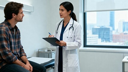 Doctor consulting patient in clinic