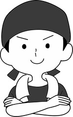 Fototapeta premium 腕を組んで笑顔な男性のラーメン店員