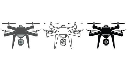 Three drone designs in different colors on a white background illustration
