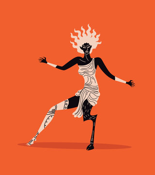 empusa greek myth creature orange amphora style