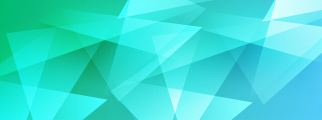 Obraz premium Geometric abstract design with translucent green and blue triangles. Ideal for backgrounds, digital art projects, web design, and modern aesthetics.
