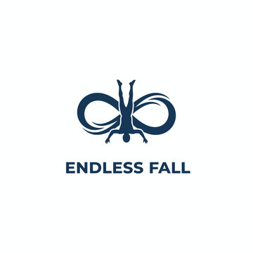Falling Man Silhouette with Infinity Symbol for Freedom Concept and Psychological Branding - Endless Fall