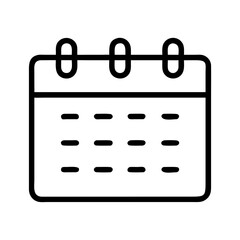 Simple line drawing of a calendar icon in monochrome style  