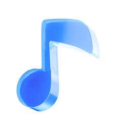 3D Glass music note icon, audio sound entertainment and media concept. Transparent liquid Glass icon, glassmorphism icon, crystal clear. 3d illustration. © StockStyle
