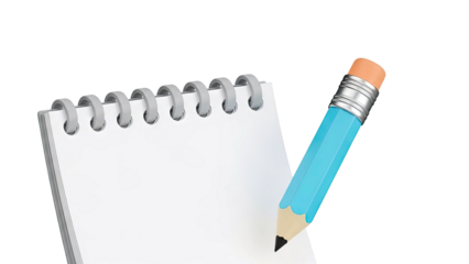 Spiral Notebook and Blue Pencil