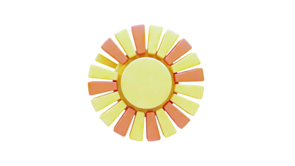 Stylized 3D Sun Icon with Yellow and Orange Rays