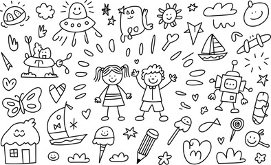 Children and playful in a whimsical black and white