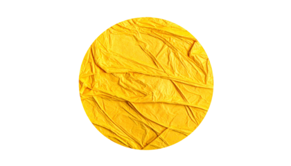 A yellow, textured material fills a circle against a stark black background