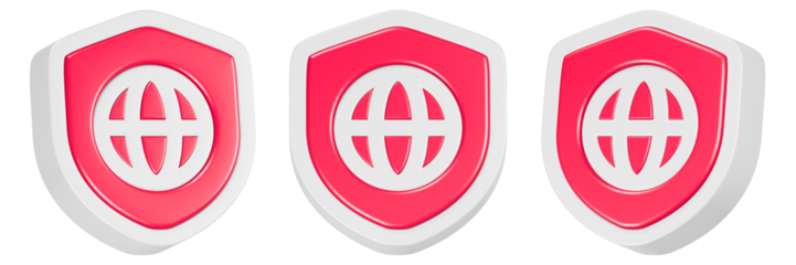 web shield icon 3d render red color