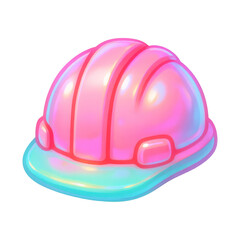 Fototapeta premium PNG Colorful iridescent construction helmet