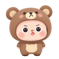 Fototapeta premium Cute cartoon character wearing a bear costume.