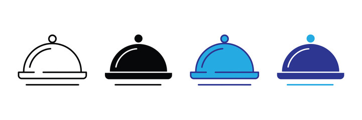 Obraz premium Vector illustration icon a set of four cloche icons in different colors on a for food or restaurant concepts