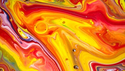 Close-up of vibrant, flowing, abstract paint colors swirling together