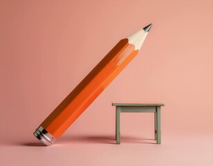 Giant Pencil Next to Tiny Desk