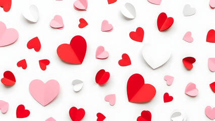 Valentine's day hearts background with red pink and white love symbols
