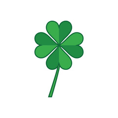 A vibrant illustration of a four leaf clover with a simple green design and stem