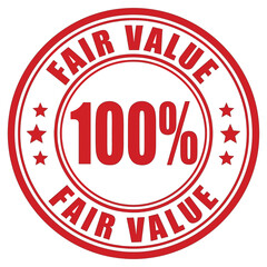 A red circular stamp displays the text fair value and 100 with surrounding star details