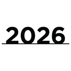 A bold black depiction of the year 2026 prominently displayed against a clean white background