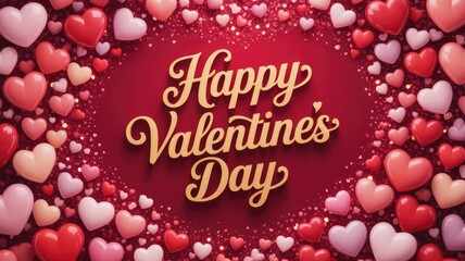 Happy Valentine's Day celebration with shiny hearts