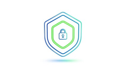 Secure protection shield with padlock icon on transparent background for cybersecurity concepts