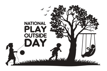 Play Outside Day Vector Illustration, Outdoor Games and Healthy Lifestyle Design