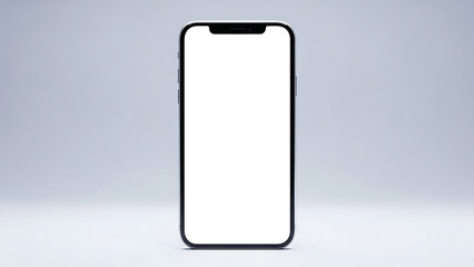 Smartphone with Blank White Screen Front View.