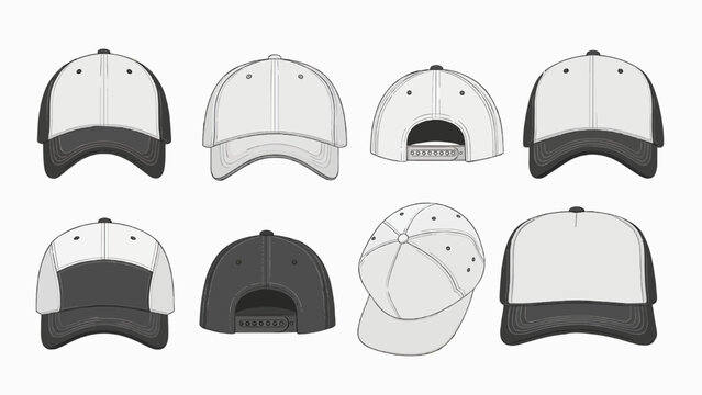Set of vector template cap mockup