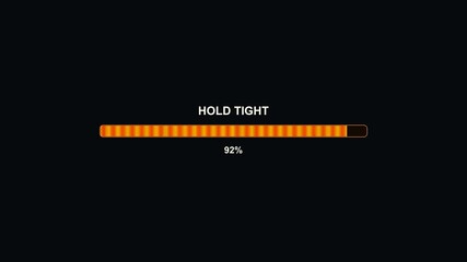Animation shows a progress bar with a message to hold tight while loading. This scene is common for video streamers during a live broadcast. It creates viewer anticipation.