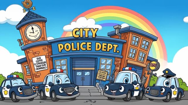 City Police Department Cartoon Animation for Kids.