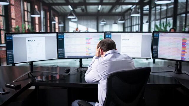 Stressed Man Feeling Frustrated While Working