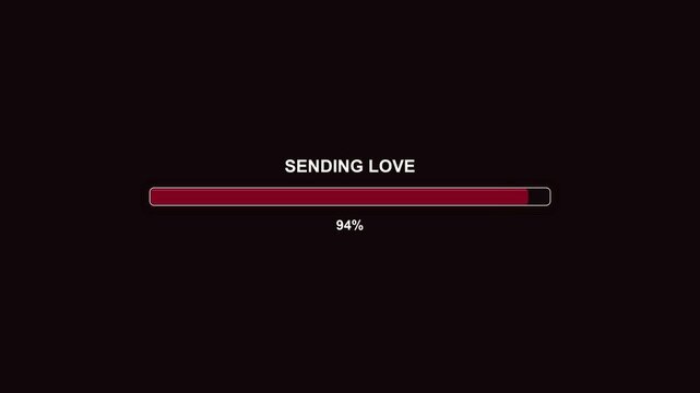 This progressbar animation shows a loading bar filling up to 100 percent while displaying the message of sending love. It is suitable for video creators and streamers.