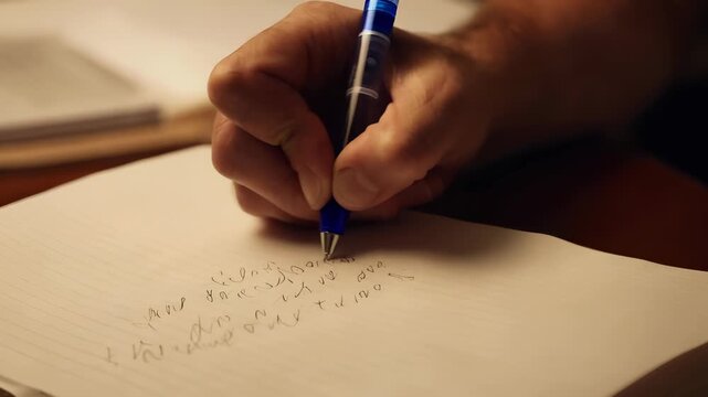  Hand Writing Notes with Pen on Paper
