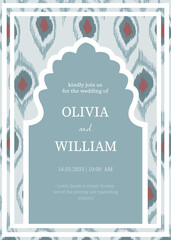 Modern and stylish wedding invitation for newlyweds in gray