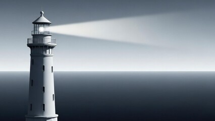 Illuminating beacon's guiding light across dark waters: a powerful visual metaphor