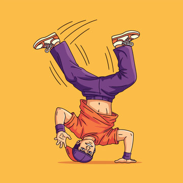 Breakdancer Headstand Vector Illustration