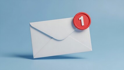 Single white envelope with red seal number one