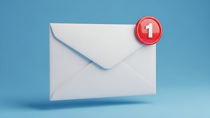 Single white envelope with red number one stamp