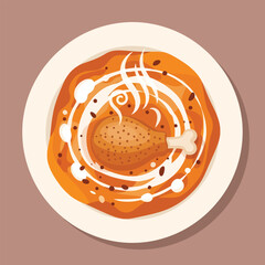Delicious Hot Chicken Dinner Vector Art